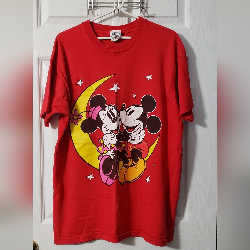 Vintage Disney Mickey & Co. Minnie & Mickey Mouse Single Stitch Red T-Sh…